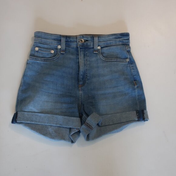 Womens Rag & Bone Harper Blue Rolled Cuff Nina High Rise Shorts 23 COLOR: HARPER - Picture 4 of 8